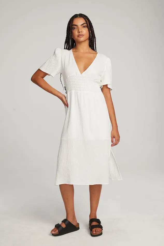 Womens Dresses Chaser Brand Palmer White Midi Dress