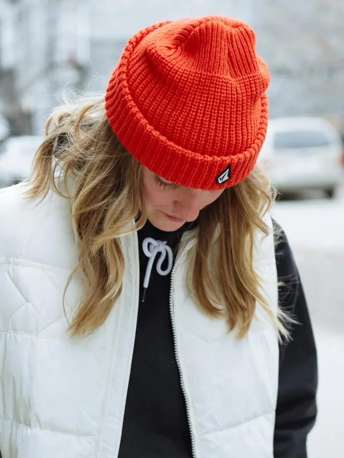 Womens Hats and Beanies Volcom Voluxe Beanie 8211 Orange Shock