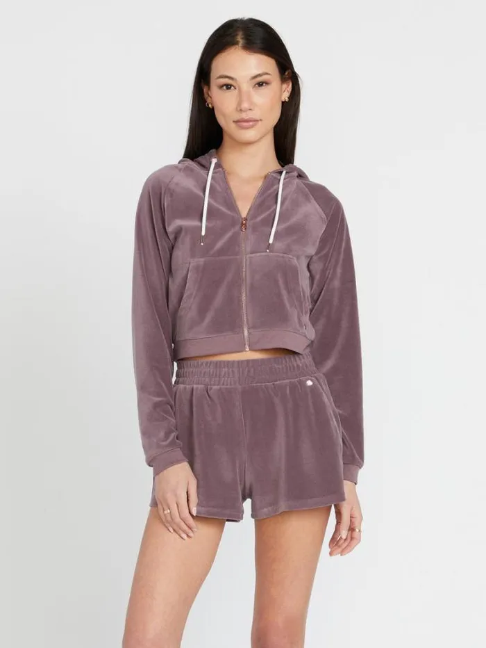 Womens Jackets Volcom Lived In Lounge Velour Zip Jacket 8211 Acai