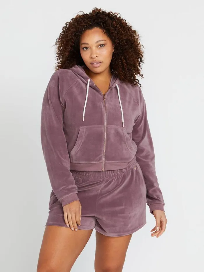 Womens Jackets Volcom Lived In Lounge Velour Zip Jacket 8211 Acai
