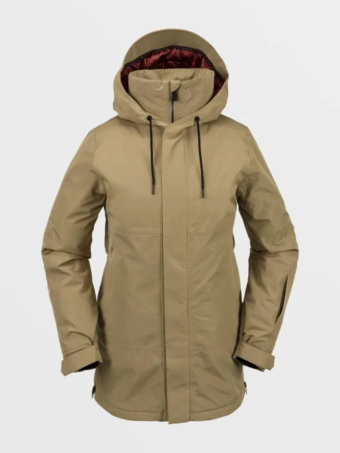 Womens Jackets Volcom Paxson 2L Tds Inf Parka 8211 Dark Khaki