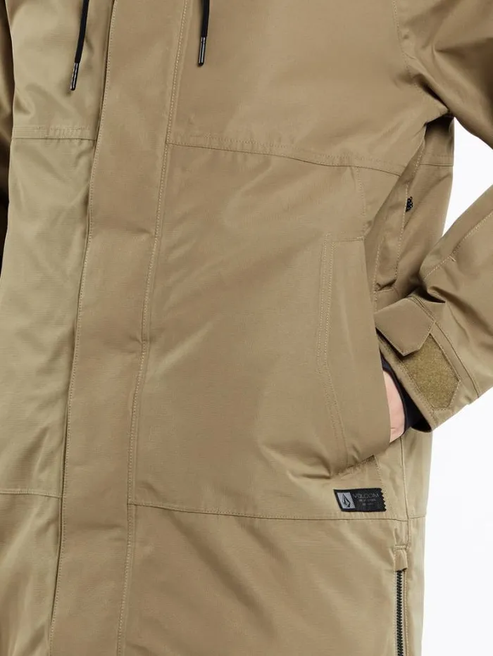 Womens Jackets Volcom Paxson 2L Tds Inf Parka 8211 Dark Khaki