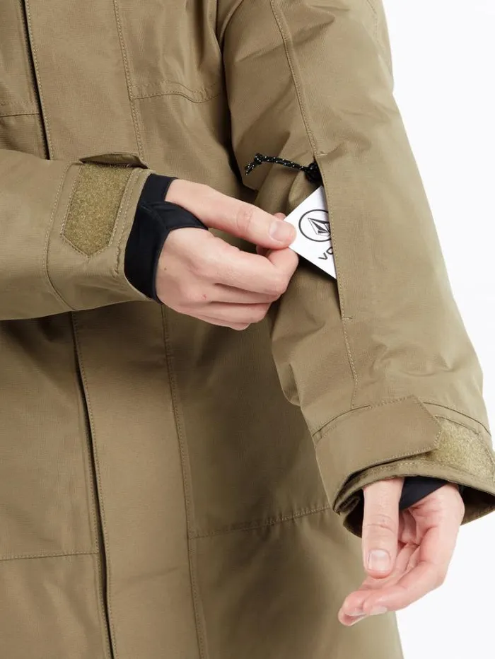 Womens Jackets Volcom Paxson 2L Tds Inf Parka 8211 Dark Khaki
