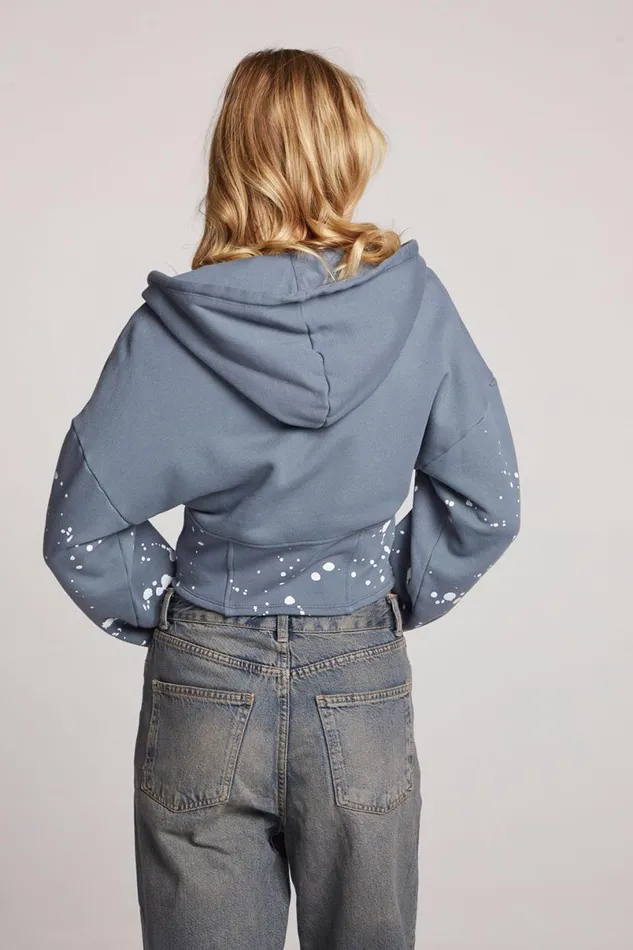 Womens Outerwear Chaser Brand Painted Butterfly Zip Up Hoodie