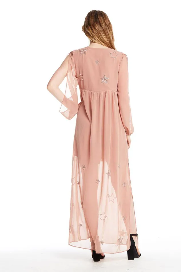 Womens Tops Chaser Brand BEADED STAR LS V NECK MAXI DRESS Womens Tops Chaser Brand BEADED STAR LS V NECK MAXI DRESS