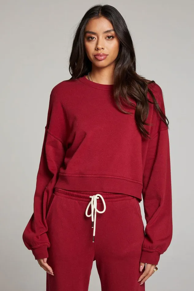 Womens Tops Chaser Brand Belly Bloodred Pullover
