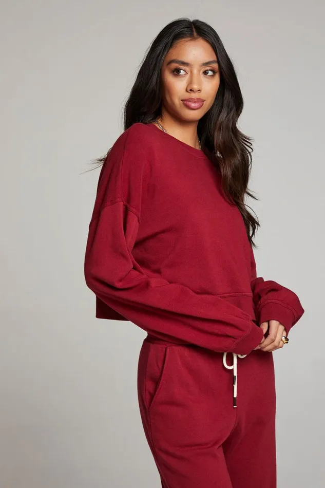 Womens Tops Chaser Brand Belly Bloodred Pullover