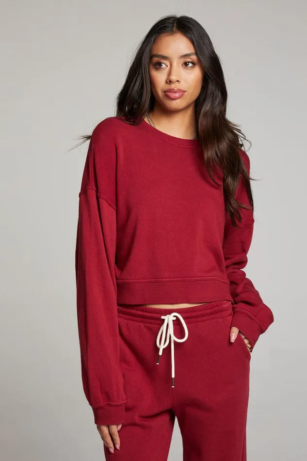 Womens Tops Chaser Brand Belly Bloodred Pullover