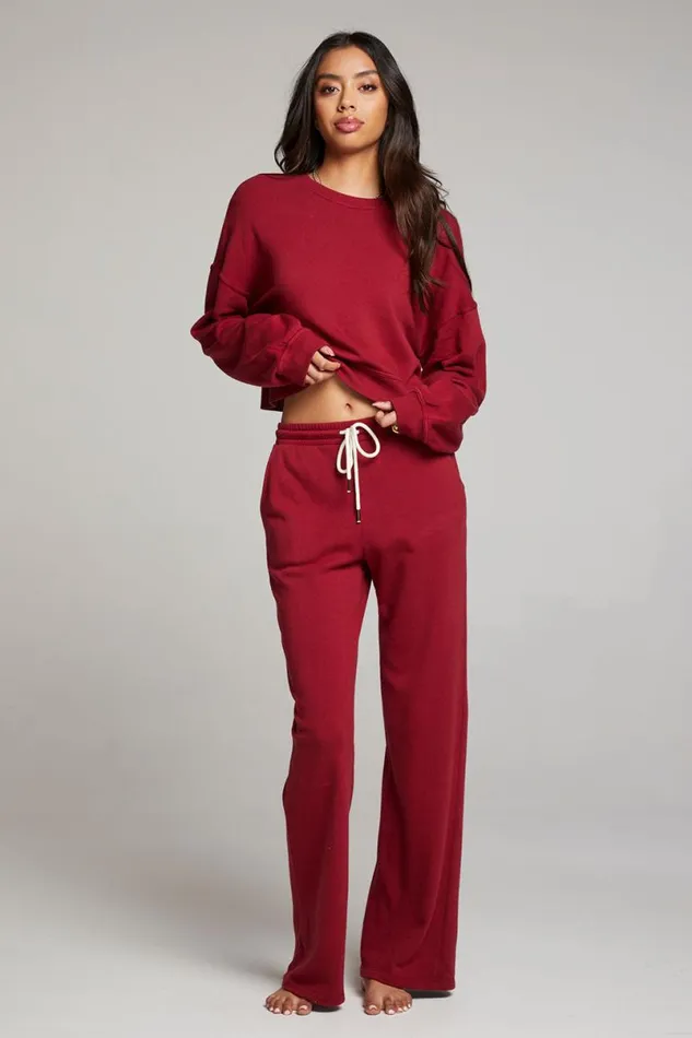 Womens Tops Chaser Brand Belly Bloodred Pullover