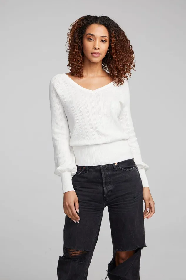 Womens Tops Chaser Brand Blackheart White Star Long Sleeve