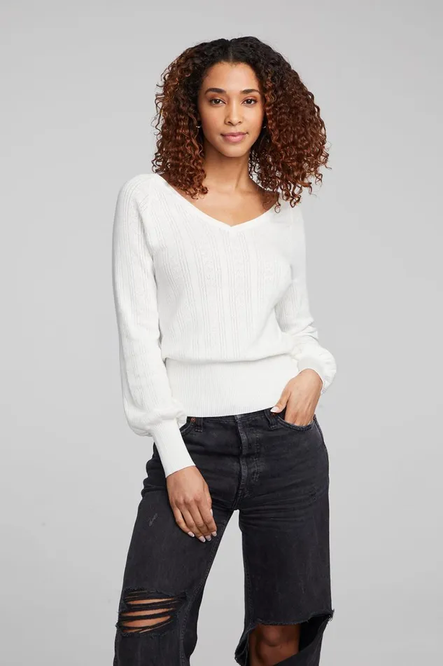 Womens Tops Chaser Brand Blackheart White Star Long Sleeve