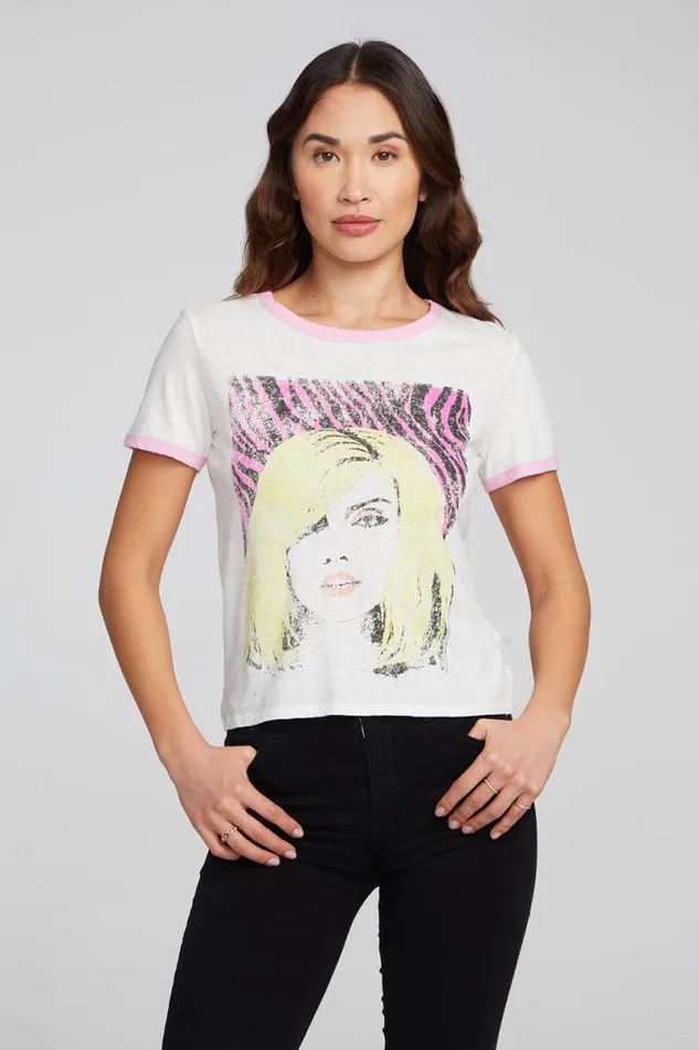 Womens Tops Chaser Brand Blondie Punk Poster Ringer Tee