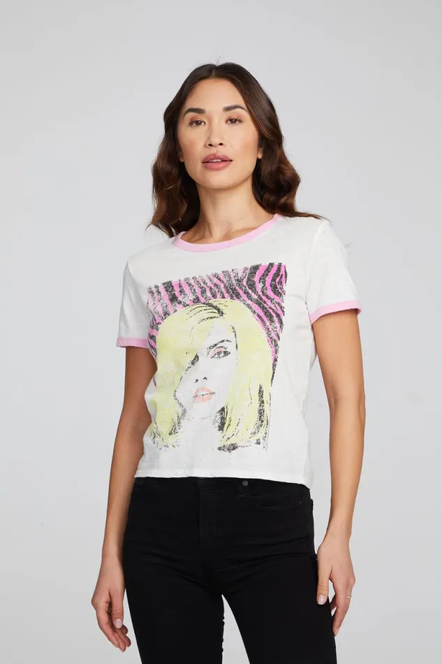 Womens Tops Chaser Brand Blondie Punk Poster Ringer Tee