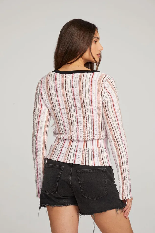 Womens Tops Chaser Brand Carmela Canyon Stripe Cardigan