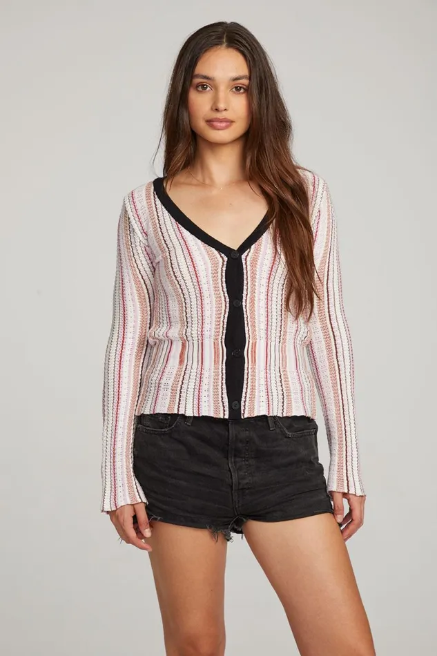 Womens Tops Chaser Brand Carmela Canyon Stripe Cardigan