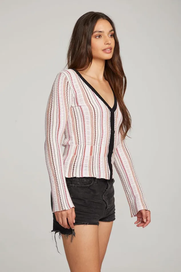 Womens Tops Chaser Brand Carmela Canyon Stripe Cardigan