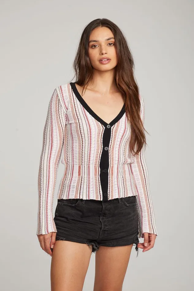 Womens Tops Chaser Brand Carmela Canyon Stripe Cardigan