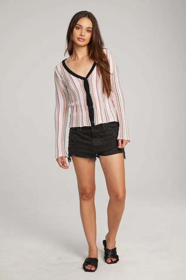 Womens Tops Chaser Brand Carmela Canyon Stripe Cardigan