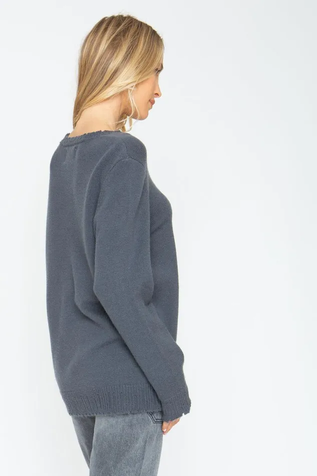 Womens Tops Chaser Brand Charbon Oversize Sweater