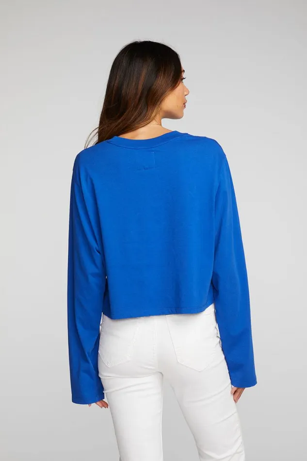 Womens Tops Chaser Brand Cotton Jersey Cropped Long Sleeve Tee