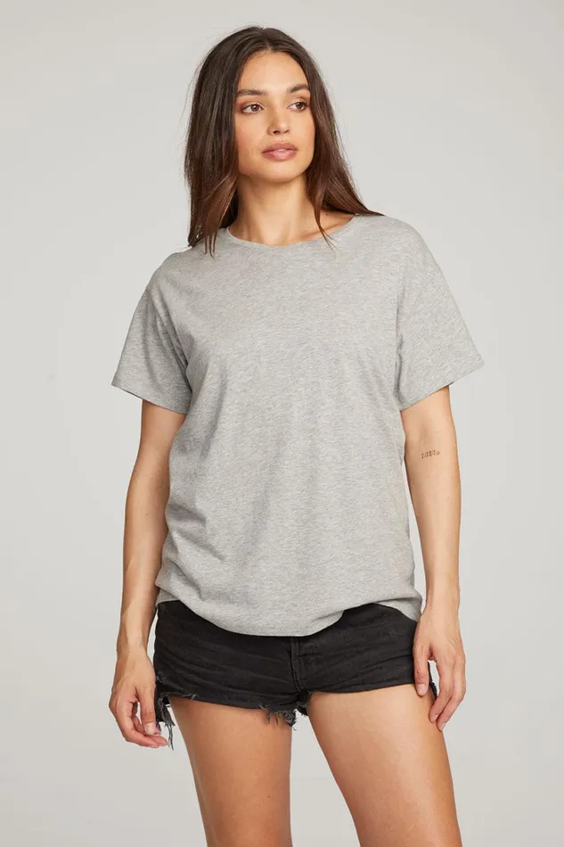 Womens Tops Chaser Brand Everyday Essential Heather Grey Crew Neck Tee