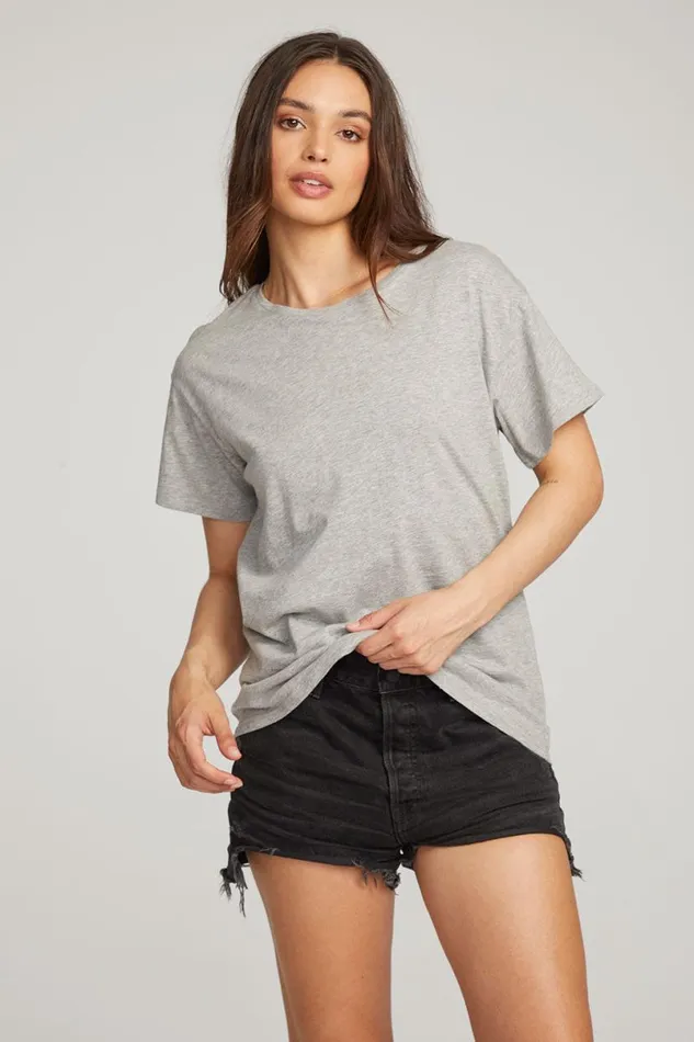 Womens Tops Chaser Brand Everyday Essential Heather Grey Crew Neck Tee