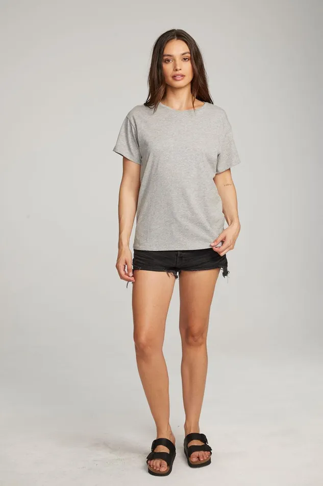 Womens Tops Chaser Brand Everyday Essential Heather Grey Crew Neck Tee