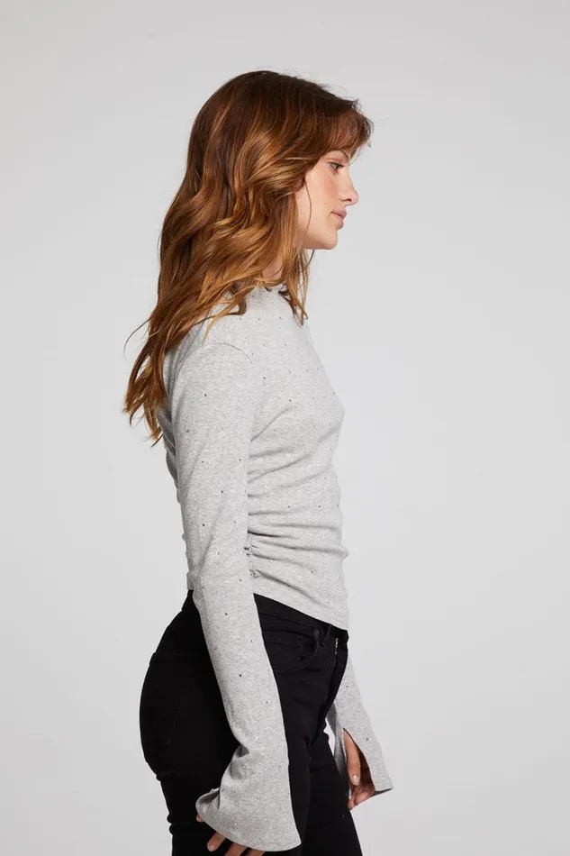 Womens Tops Chaser Brand Hailey Heather Grey Long Sleeve