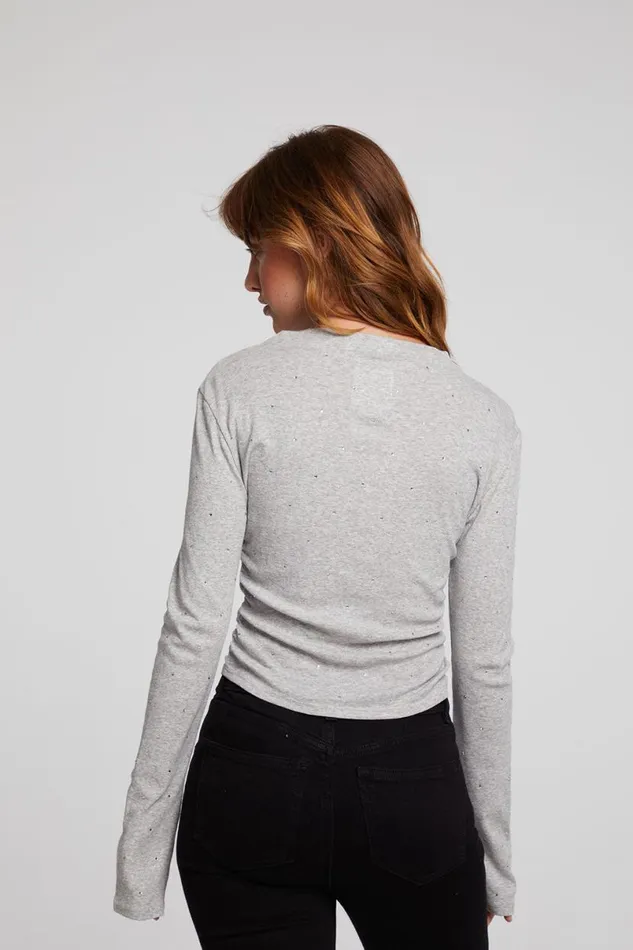 Womens Tops Chaser Brand Hailey Heather Grey Long Sleeve
