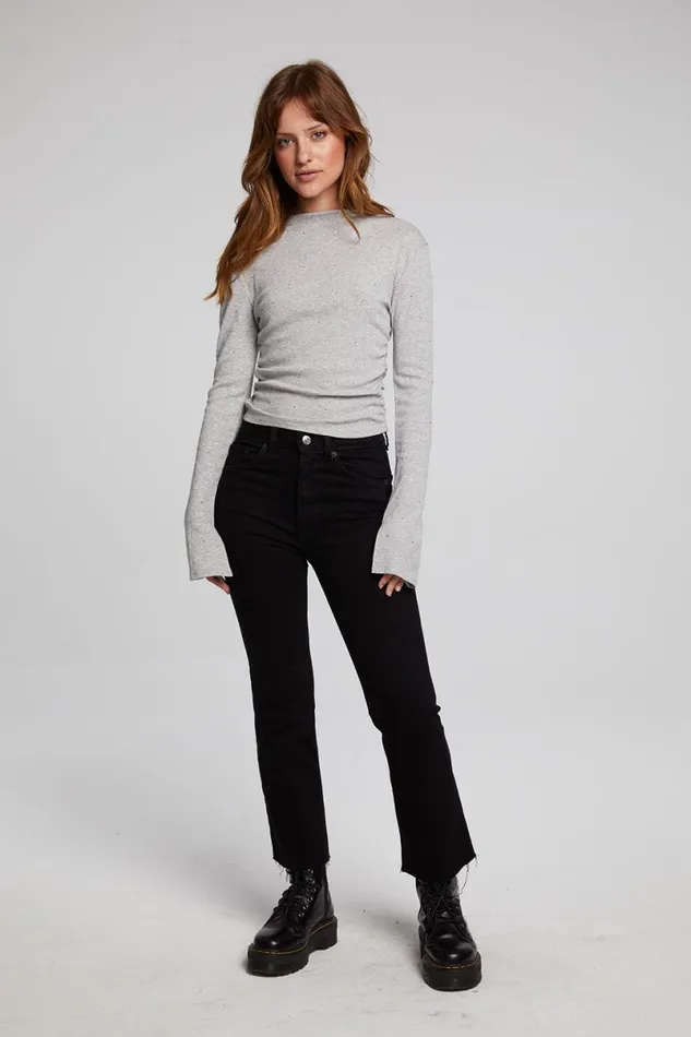 Womens Tops Chaser Brand Hailey Heather Grey Long Sleeve