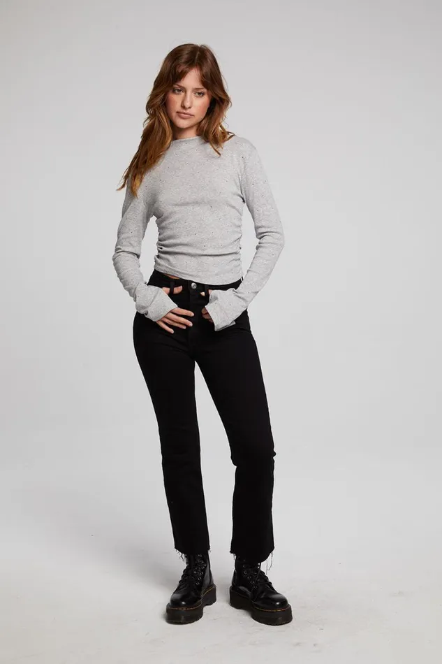 Womens Tops Chaser Brand Hailey Heather Grey Long Sleeve