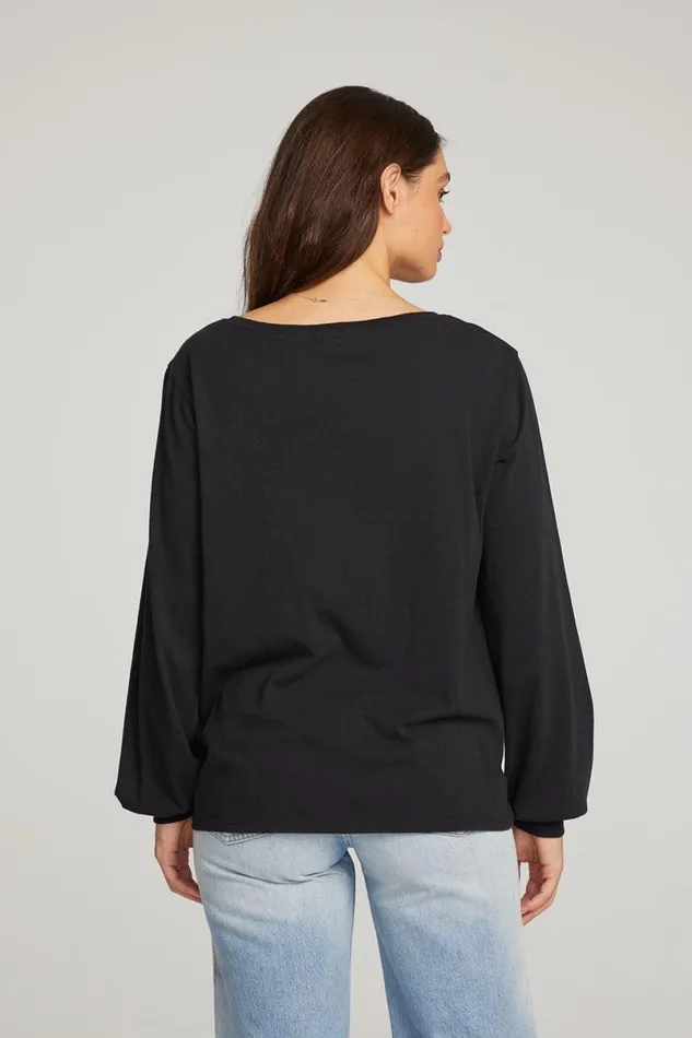Womens Tops Chaser Brand Kara Black Long Sleeve