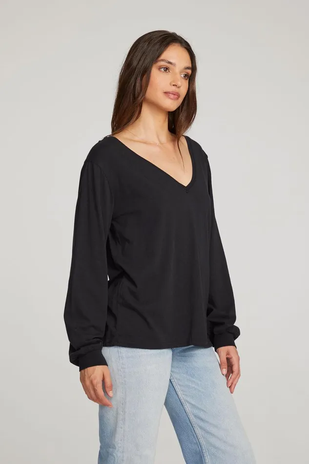 Womens Tops Chaser Brand Kara Black Long Sleeve