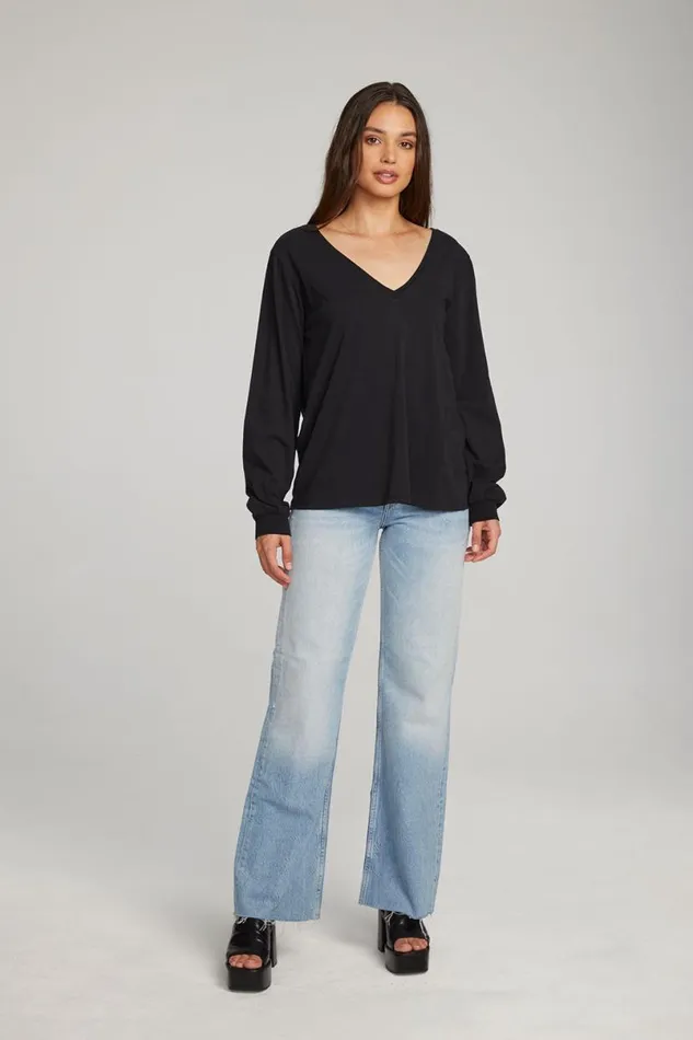 Womens Tops Chaser Brand Kara Black Long Sleeve