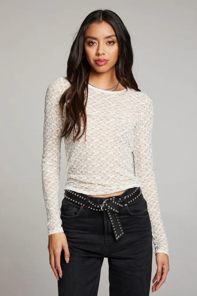 Womens Tops Chaser Brand Kevin Starry White Long Sleeve