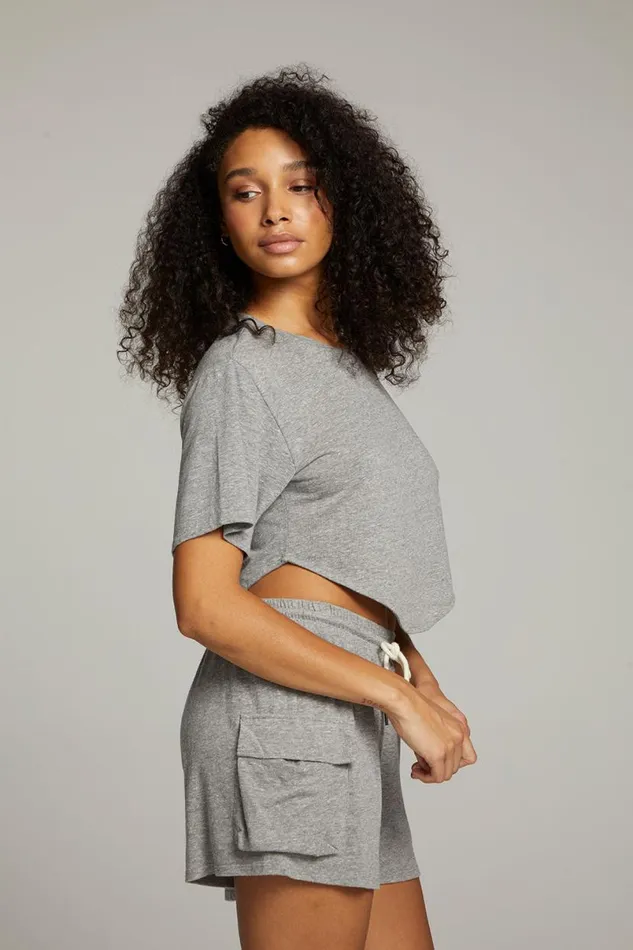 Womens Tops Chaser Brand Kylie Streaky Grey Tee