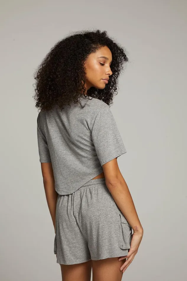 Womens Tops Chaser Brand Kylie Streaky Grey Tee