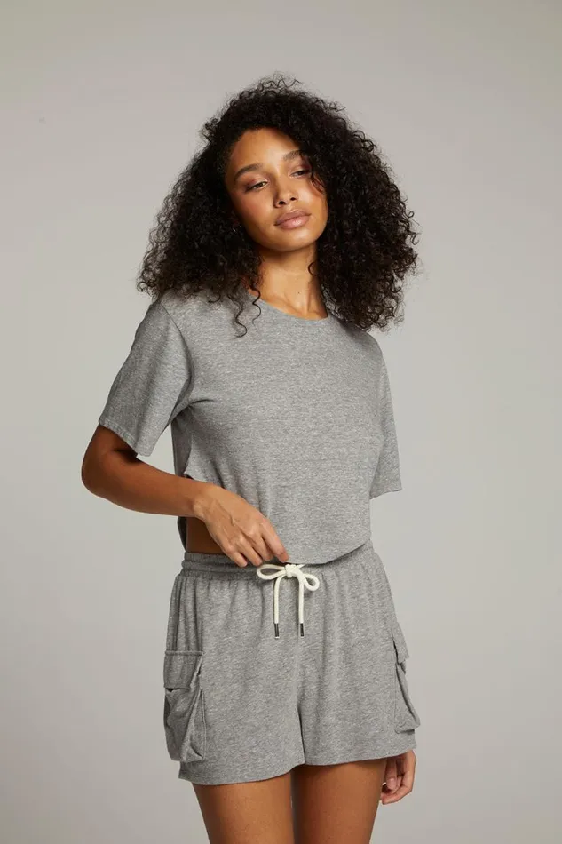 Womens Tops Chaser Brand Kylie Streaky Grey Tee