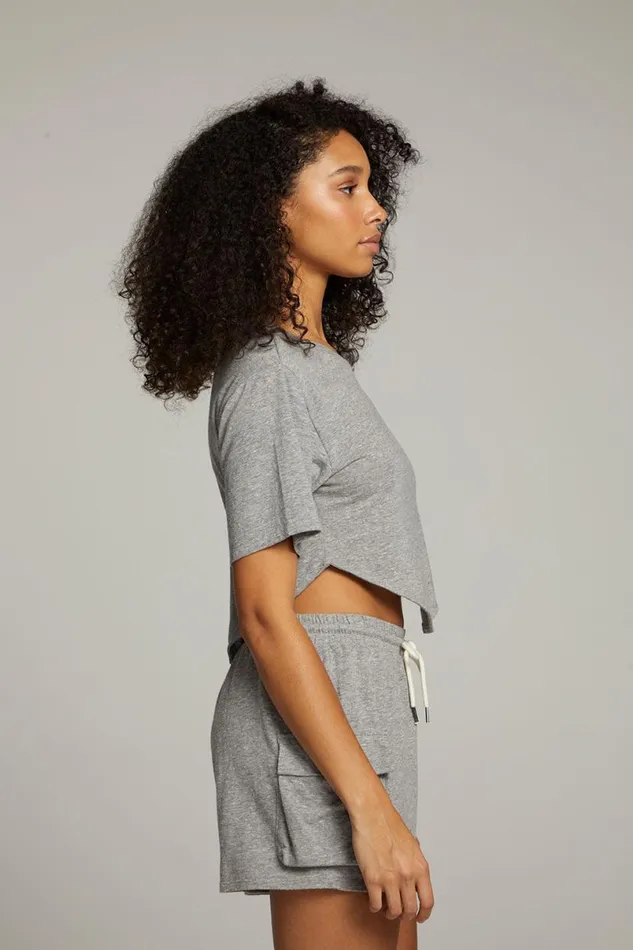 Womens Tops Chaser Brand Kylie Streaky Grey Tee