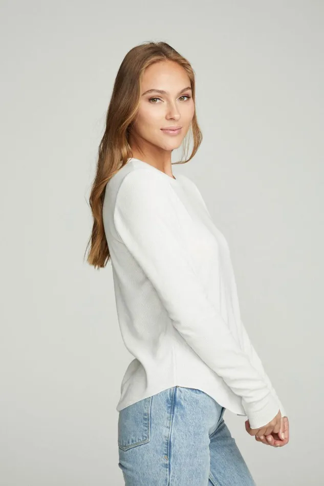 Womens Tops Chaser Brand Long Sleeve Crew Neck Shirttail Tee