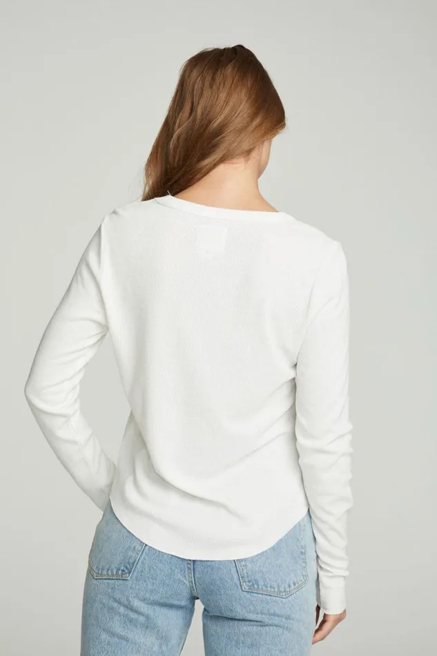Womens Tops Chaser Brand Long Sleeve Crew Neck Shirttail Tee