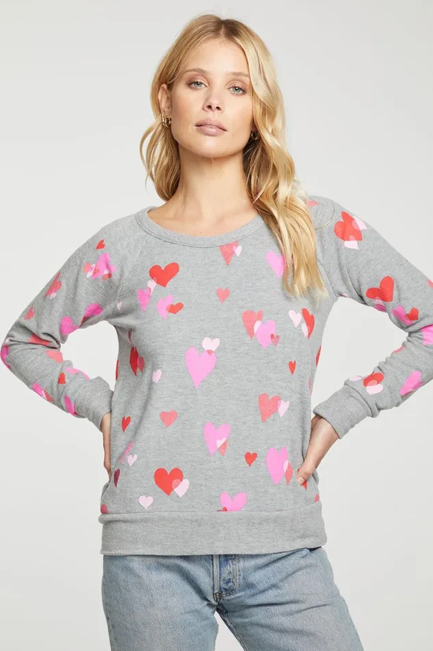 Womens Tops Chaser Brand Love Hearts