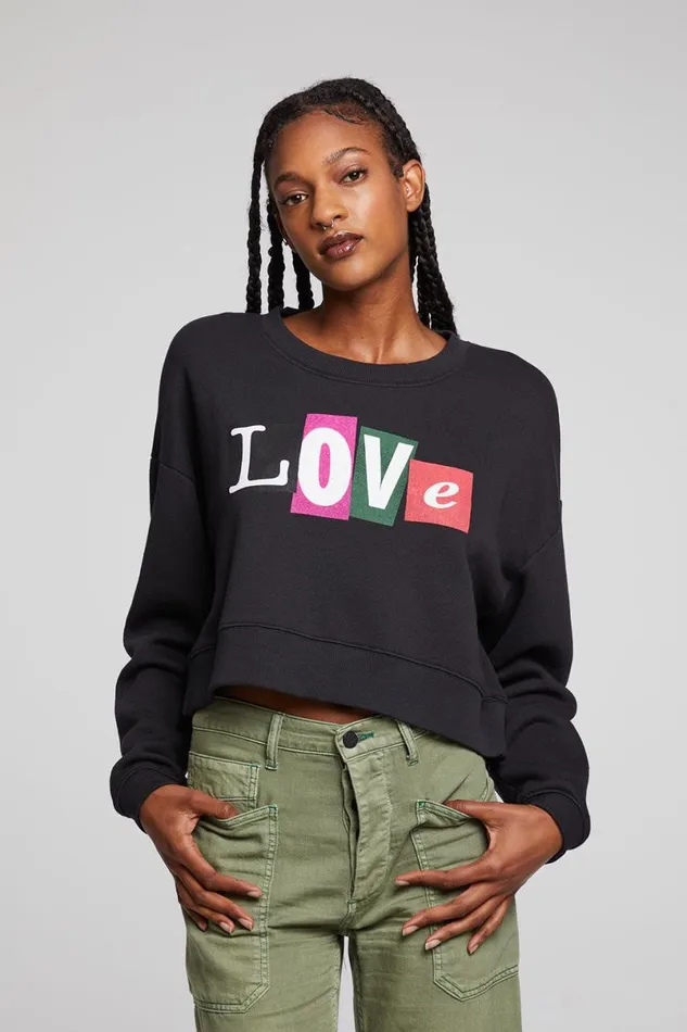 Womens Tops Chaser Brand Love Letters Zuma Pullover