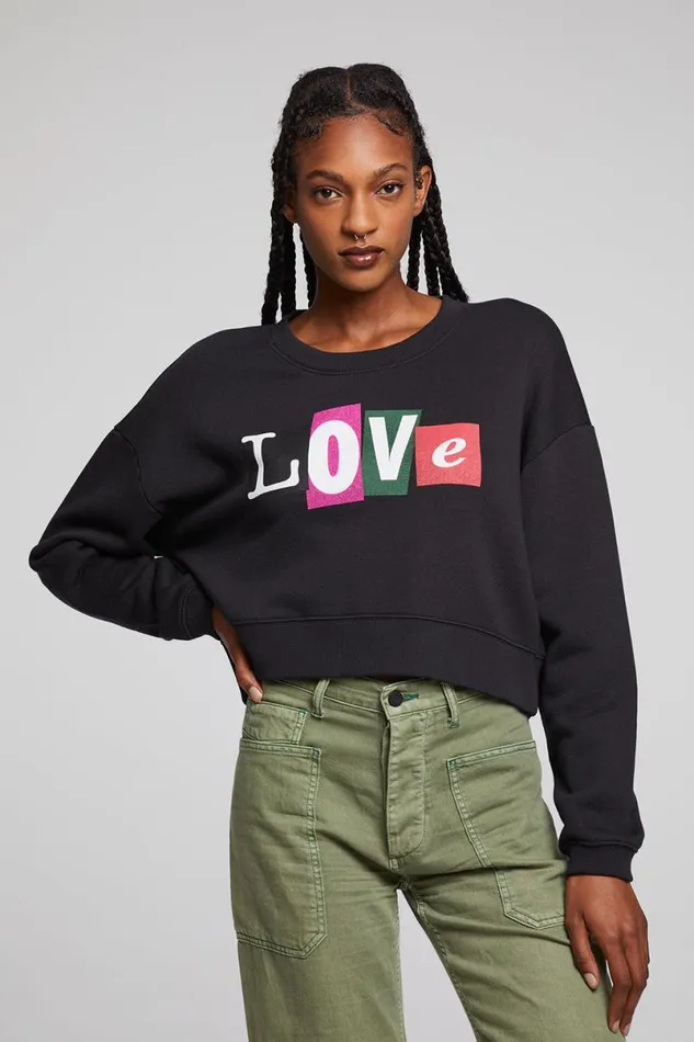 Womens Tops Chaser Brand Love Letters Zuma Pullover