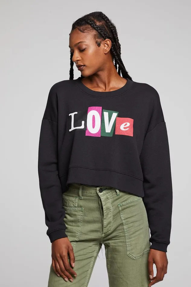 Womens Tops Chaser Brand Love Letters Zuma Pullover
