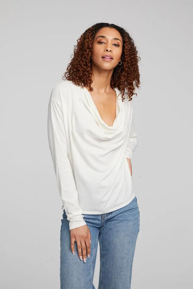 Womens Tops Chaser Brand Mela Bright White Long Sleeve