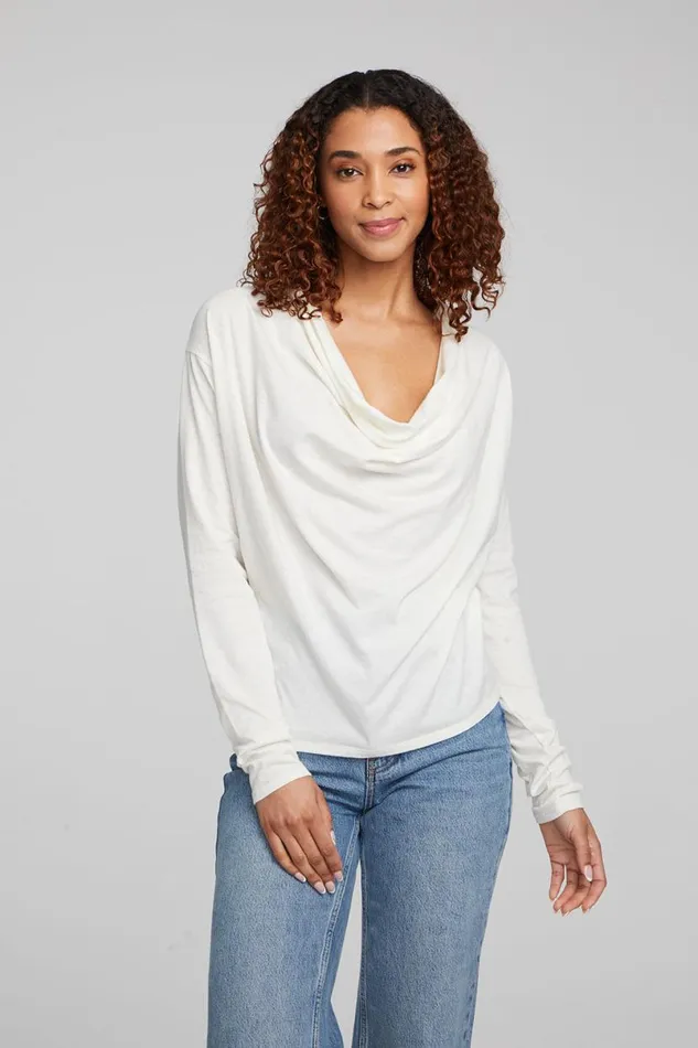 Womens Tops Chaser Brand Mela Bright White Long Sleeve