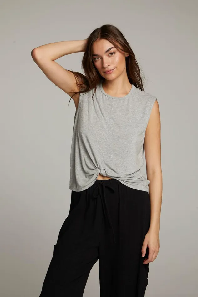 Womens Tops Chaser Brand Ocean Heather Grey Tank