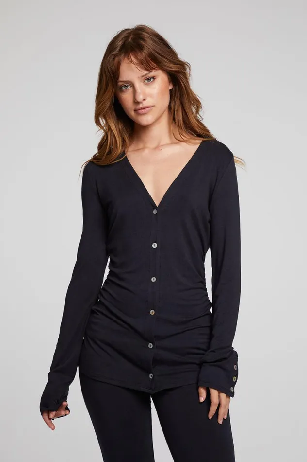 Womens Tops Chaser Brand Priscilla Licorice Long Sleeve