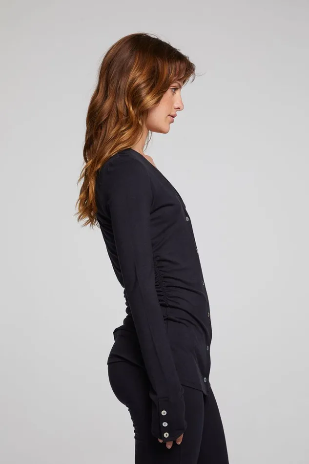 Womens Tops Chaser Brand Priscilla Licorice Long Sleeve